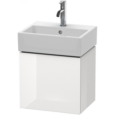 Meuble sous-vasque L-CUBE 400x434x341mm ouverture droite blanc brillant lack