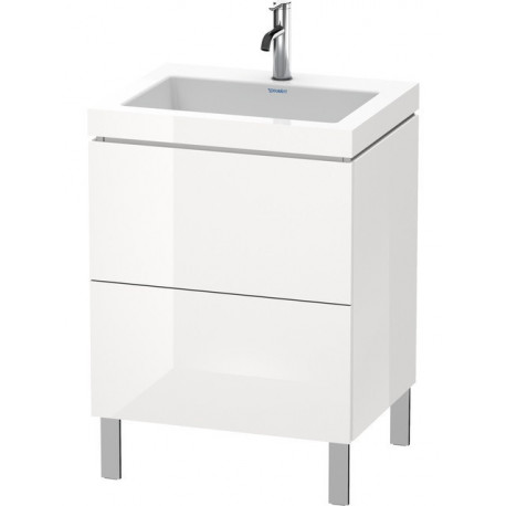 Meuble sous-vasque L-CUBE WT Vero Air 698x600x480mm 1 trou de robinetterie blanc brillant