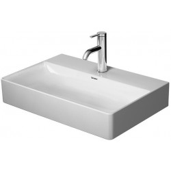 Lavabo Duravit DURASQUARE COMPACT sans trop pleinavec plage de robinettrie geschl 600x400mm sans trou de robinetterie blanc