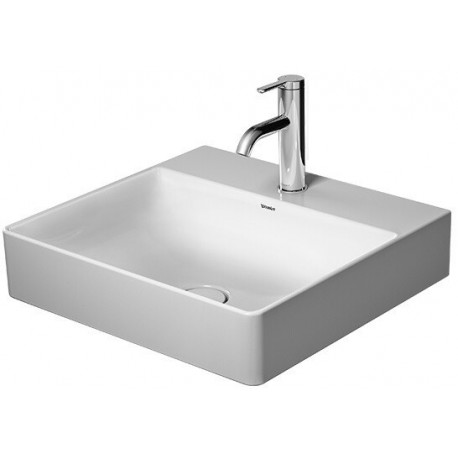 Lavabo Duravit DURASQUARE sans trop pleinavec plage de robinettrie 500x470mm 1 trou de robinetterie blanc