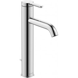 mitigeur lavabo L tirette, rallonge H262 136mm, noir mat