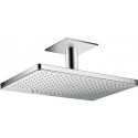 tête de douche 460 x 300 2jetavec raccord plafond 100mm, rosace carrée chroméé