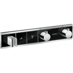 Module thermostatique RainSelect encastréavec 2 fonctions noir/chromé