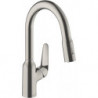mitigeur de cuisine 180,avec douchette extractible 2 jets aspect acier inox