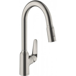mitigeur de cuisine 220,avec douchette extractible 2 jets aspect acier inox