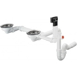 D17-10 Garniture de vidage manuelle pour double cuve granite chroméé