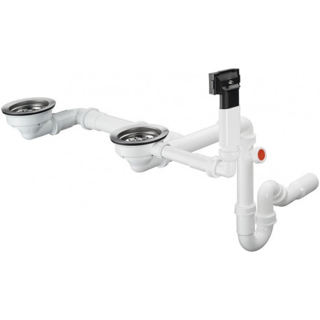 D17-10 Garniture de vidage manuelle pour double cuve granite chroméé