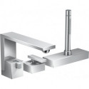 Set de finition mitigeur 3 trou s montage bord de baignoire, coupe diamant chroméé