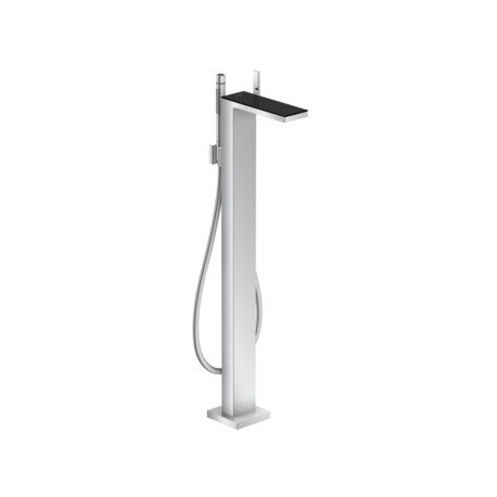 mitigeur bain/douche, set de finition pour montage au sol chromée/verre noir