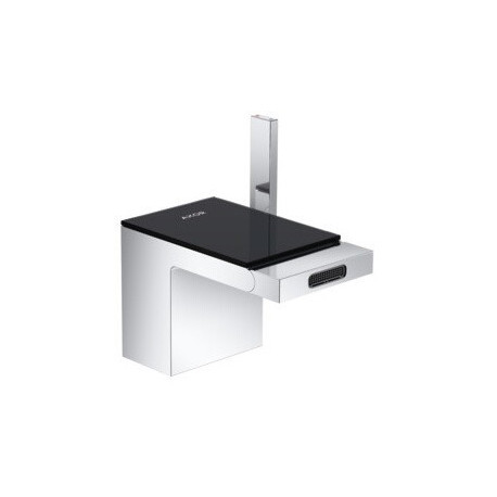 mitigeur bidet, bonde push-open chromée/verre noir