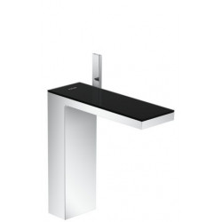 mitigeur lavabo 230, bonde push-open chromée/verre noir