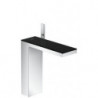 mitigeur lavabo 230, bonde push-open chromée/verre noir