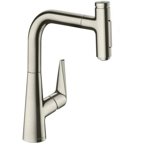 mitigeur cuisine 220,avec douchette extractible 2 jets, sBox aspect acier inox
