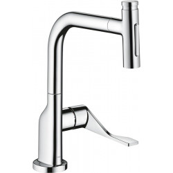mitigeur cuisineavec douchette aspect acier inox