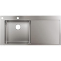 S718-F450 Évier encastré 450avec égouttoiravec 2 trou s pour robinet acier inox