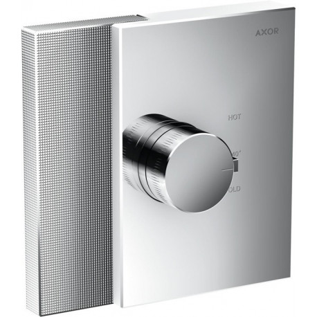 Set finition mitigeur thermostatique encastré haut débit, coupe diamant chroméé