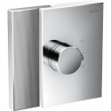 Set finition mitigeur thermostatique encastré haut débit, coupe diamant chroméé