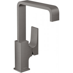 mitigeur de lavabo 230 poignée manette, bonde Push-Open noir chromé brossé