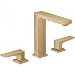 Mélongeur lavabo 160, 3 trou s poignées manettes, bonde Push-Open bronze brossé