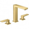 Mélongeur lavabo 160, 3 trou s poignées manettes, bonde PushOpen aspect doré poli