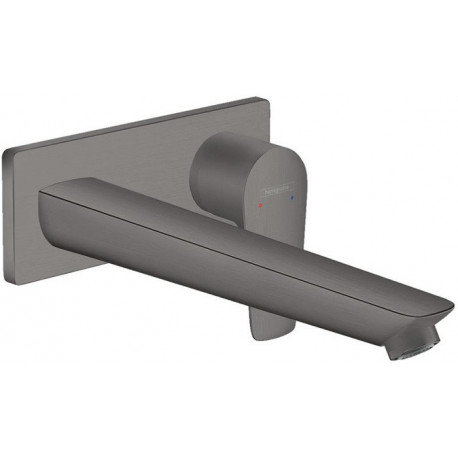 mitigeur lavabo enc. mural, bec 225mm, bonde écoulement libre noir chromé brossé
