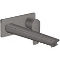mitigeur lavabo enc. mural, bec 225mm, bonde écoulement libre noir chromé brossé