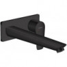 Mitigeur de lavabo encastré mural, bec 225mm, bonde à écoulement libre noir mat