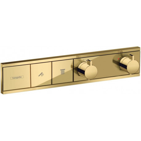 Module thermostatique RainSelect encastréavec 2 fonctions aspect doré poli