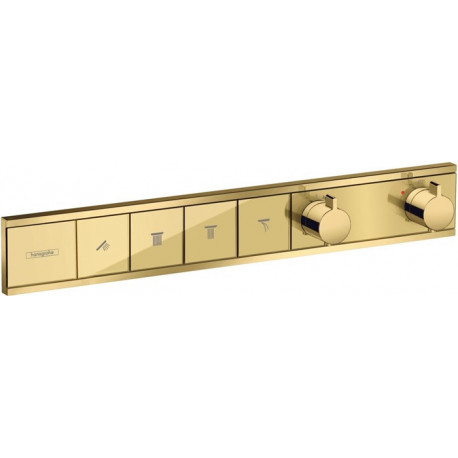 Module thermostatique RainSelect encastréavec 4 fonctions aspect doré poli