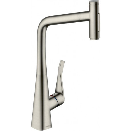 mitigeur de cuisine 320,avec douchette extractible 2 jets aspect acier inox