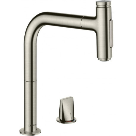 mitigeur de cuisine 200avec douchette extractible aspect acier inox