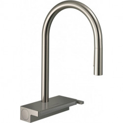 mitigeur de cuisine 170,avec douchette extractible 2 jets aspect acier inox
