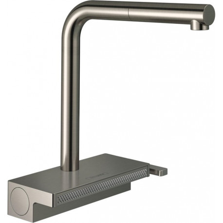 mitigeur de cuisine 250,avec douchette extractible 2 jets aspect acier inox