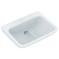Lavabo hygiénique CONTOUR 21 Plus avec ailette, avec trou pour robinet, antibactérien 500 mm blanc IDEAL STANDARD