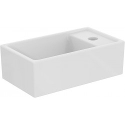 Lave-mains EUROVIT + 370x210x120mm blanc 1 trou pour robinet, avec trop-plein, étagère à droite IDEAL STANDARD