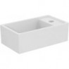 Lave-mains EUROVIT + 370x210x120mm blanc 1 trou pour robinet, avec trop-plein, étagère à droite IDEAL STANDARD