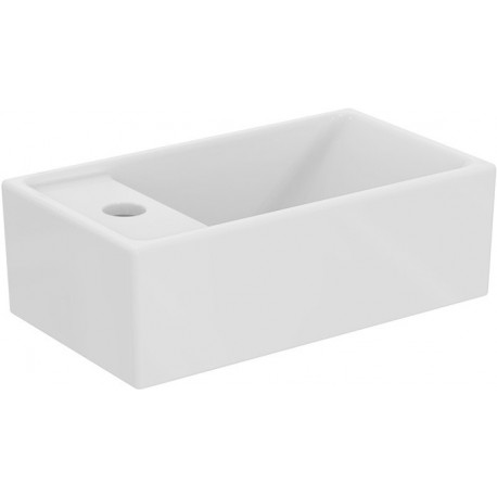 Lave-mains EUROVIT + 370x210x120mm blanc 1 trou pour robinet, avec trop-plein, étagère à gauche IDEAL STANDARD
