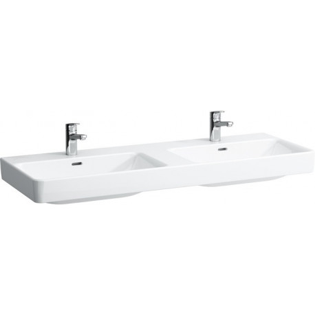 Lavabo double LAUFEN PRO S 1300 x 460 mm avec trop-plein, version 1 trou pour robinet LAUFEN blanc