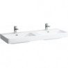 Lavabo double LAUFEN PRO S 1300 x 460 mm avec trop-plein, version 3 trous robinet LAUFEN blanc
