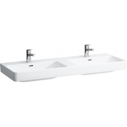 Lavabo double LAUFEN PRO S 1300 x 460 mm avec trop-plein, version 3 trous robinet blanc LCC LAUFEN