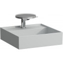Lave-mains KARTELL 460 x 460 mm sans trop-plein, version 3 trous robinet gris LAUFEN