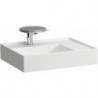 Lavabo KARTELL 600 x 460 mm, étagère à droite sans trop-plein, 1 trou pour robinet finition blanc mat LAUFEN