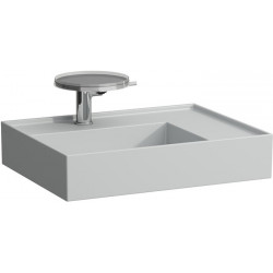 Lavabo KARTELL 600 x 460 mm, étagère à droite sans trop-plein, version 1 trou pour robinet gris LAUFEN