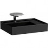 Lavabo KARTELL 600 x 460 mm, étagère à droite sans trop-plein, version 3 trous robinet noir LAUFEN