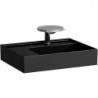 Lavabo KARTELL 600 x 460 mm, étagère à gauche sans trop-plein, version 1 trou robinet noir LAUFEN