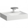 Lavabo KARTELL 600 x 460 mm, étagère à gauche sans trop-plein, 1 trou pour robinet finition blanc mat LAUFEN
