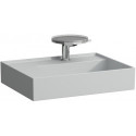 Lavabo KARTELL 600 x 460 mm, étagère à gauche sans trop-plein, 1 trou pour robinetterie en gris LAUFEN