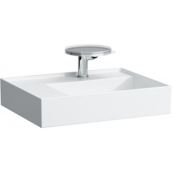 Lavabo KARTELL 600 x 460 mm, étagère à gauche sans trop-plein, version 3 trous robinet blanc LCC LAUFEN