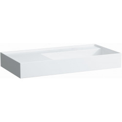 Lavabo KARTELL 900 x 460 mm, étagère à gauche sans trop-plein, sans trou pour robinet blanc LAUFEN