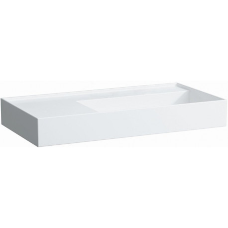Lavabo KARTELL 900 x 460 mm, étagère à gauche sans trop-plein, sans trou pour robinet blanc LAUFEN